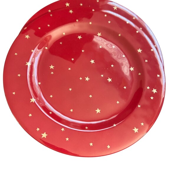 Pottery Barn Kids Starry Night Red Melamine Dinner Plates - Set of 6 - Picture 5 of 5